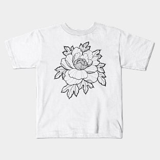 Peony flower tattoo style Kids T-Shirt